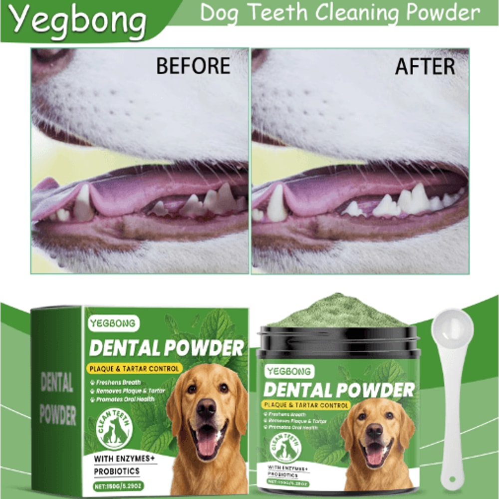 Yegbong Dog Teeth Cleaning Powder Gentle Dental Care For Cleaner Teeth Fresher Breath 150g 0