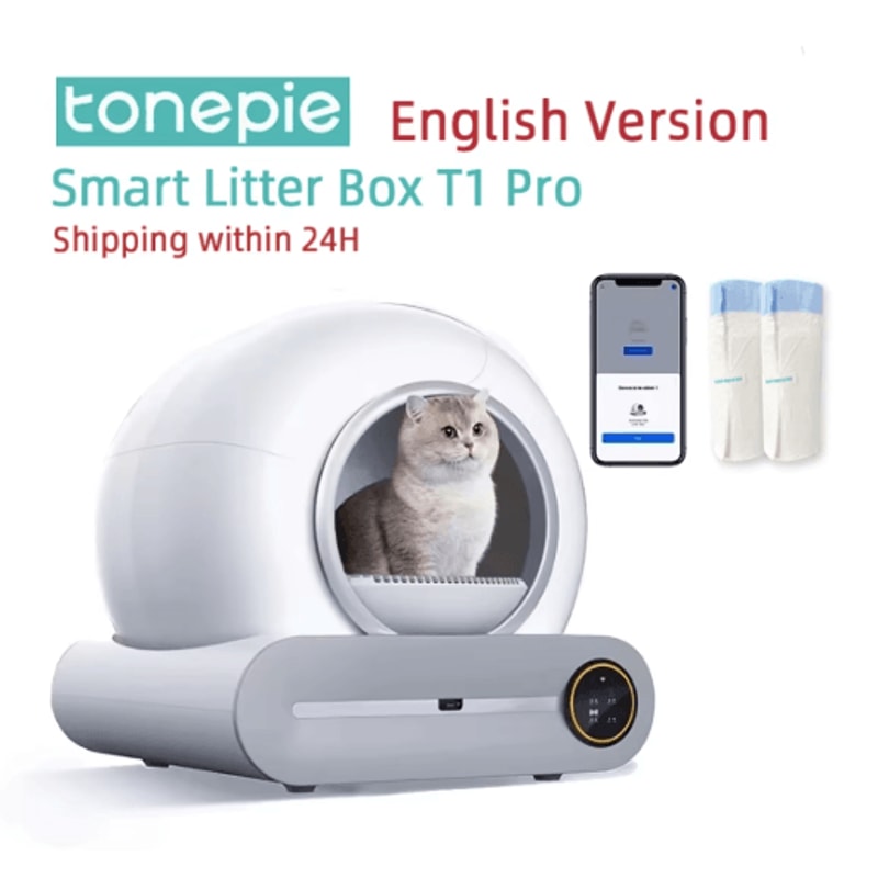 Tonepie 65L Automatic Smart Cat Litter Box Fully Enclosed SelfCleaning Pet Toilet English Version 0