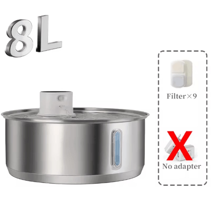 8L Automatic Stainless Steel Pet Water Fountain With Smart Sensor For Multiple Pets 1