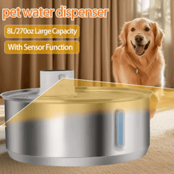 8l automatic stainless steel pet water fountain with smart sensor for multiple pets