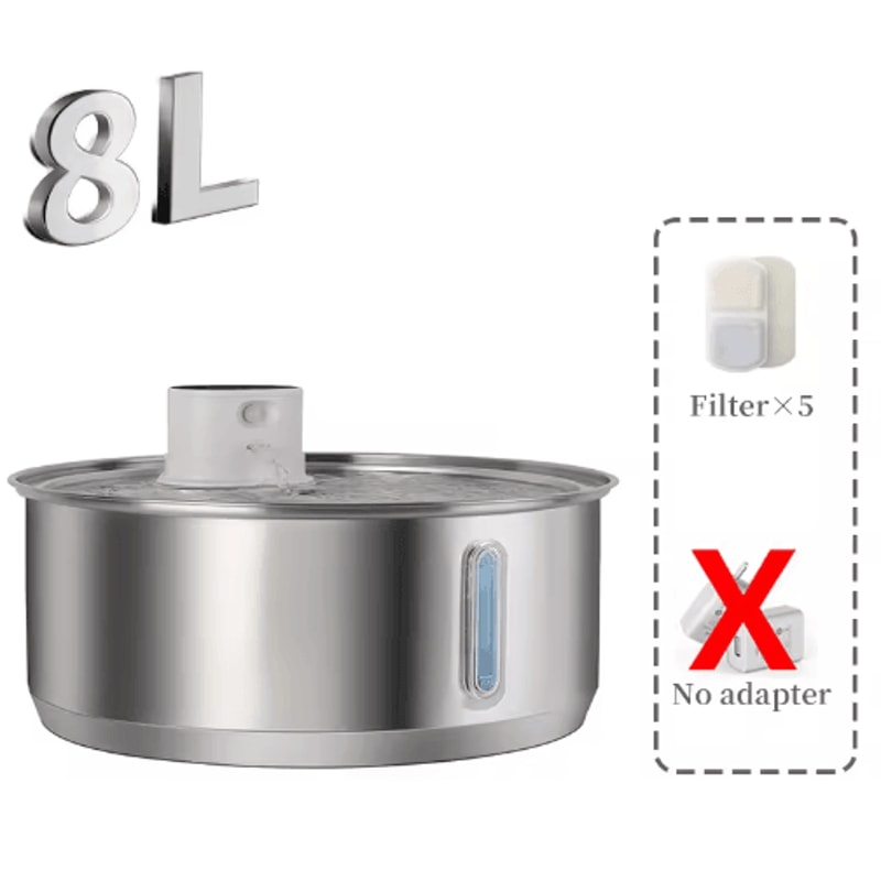 8L Automatic Stainless Steel Pet Water Fountain With Smart Sensor For Multiple Pets 3