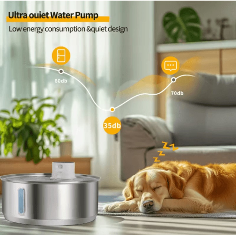8L Automatic Stainless Steel Pet Water Fountain With Smart Sensor For Multiple Pets 7