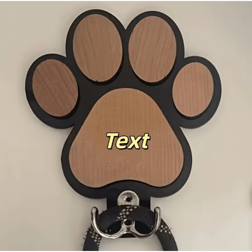 Custom Wooden Paw Print Dog Leash Hanger Decorative Wall Hook For Collars Pet Accessories 2