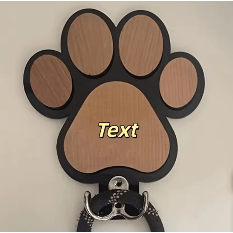 Custom Wooden Paw Print Dog Leash Hanger Decorative Wall Hook For Collars Pet Accessories 2
