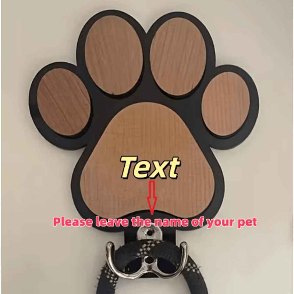 Custom Wooden Paw Print Dog Leash Hanger Decorative Wall Hook For Collars Pet Accessories 4