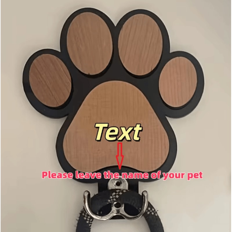 Custom Wooden Paw Print Dog Leash Hanger Decorative Wall Hook For Collars Pet Accessories 4