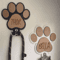 Custom Wooden Paw Print Dog Leash Hanger Decorative Wall Hook For Collars Pet Accessories 0