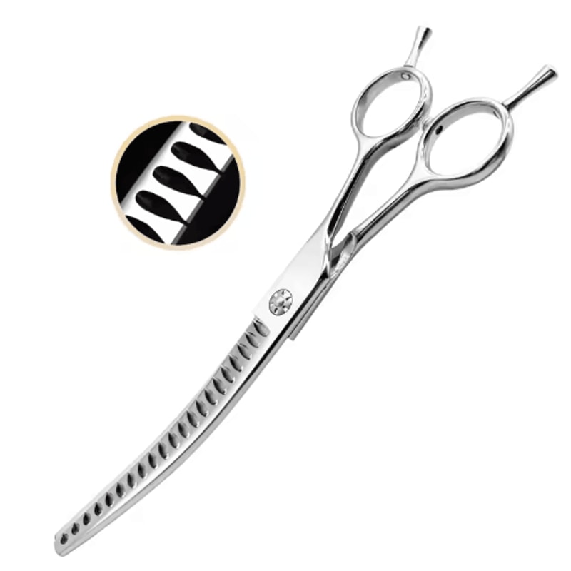 7Inch Professional Curved Chunking Grooming Scissors For Dogs Cats 1