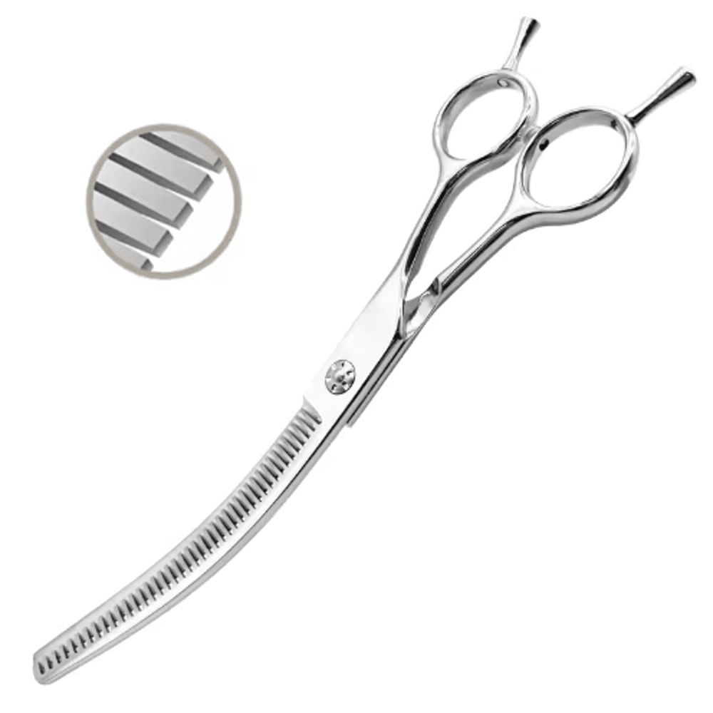 7Inch Professional Curved Chunking Grooming Scissors For Dogs Cats 2