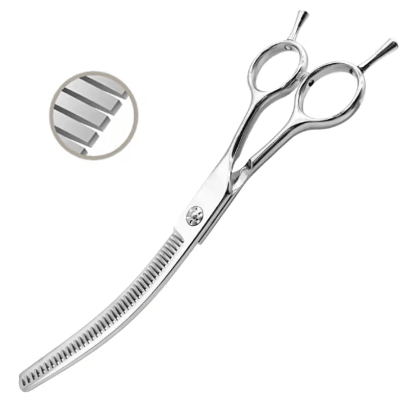 7Inch Professional Curved Chunking Grooming Scissors For Dogs Cats 2