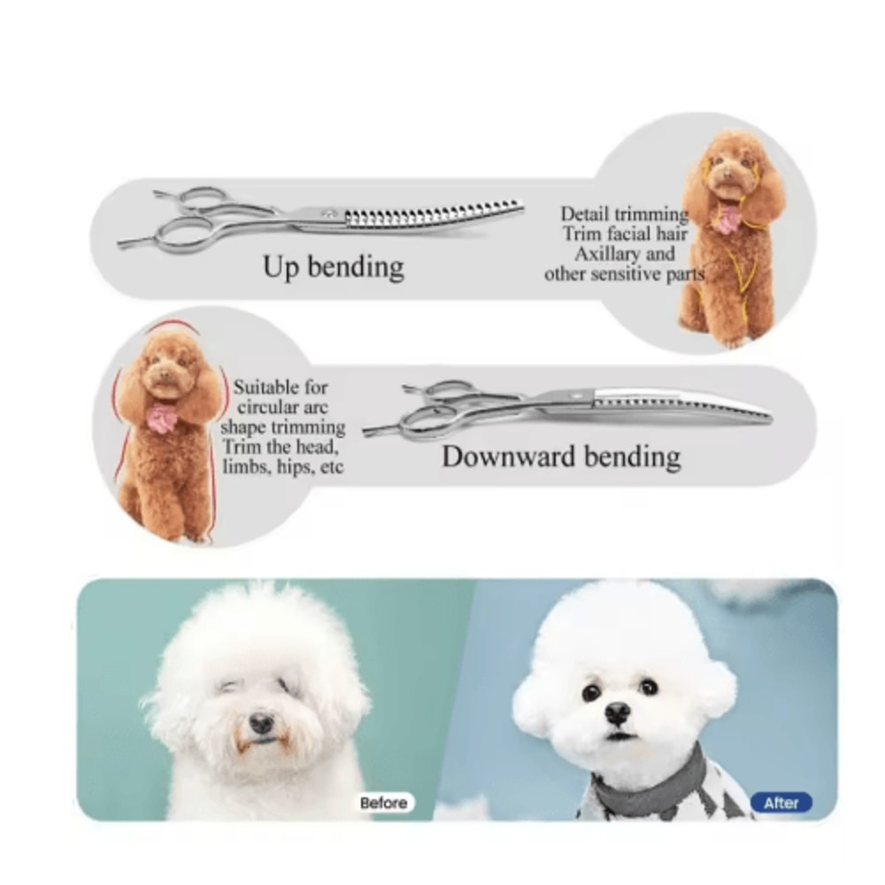 7Inch Professional Curved Chunking Grooming Scissors For Dogs Cats 5