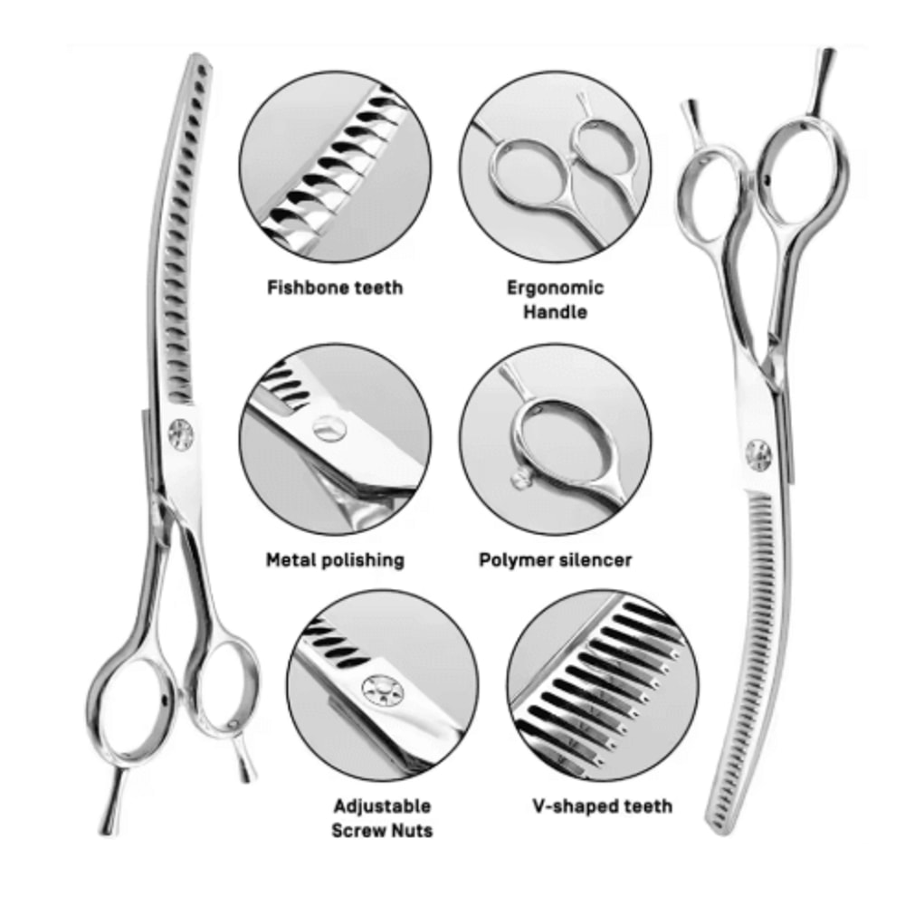7Inch Professional Curved Chunking Grooming Scissors For Dogs Cats 6
