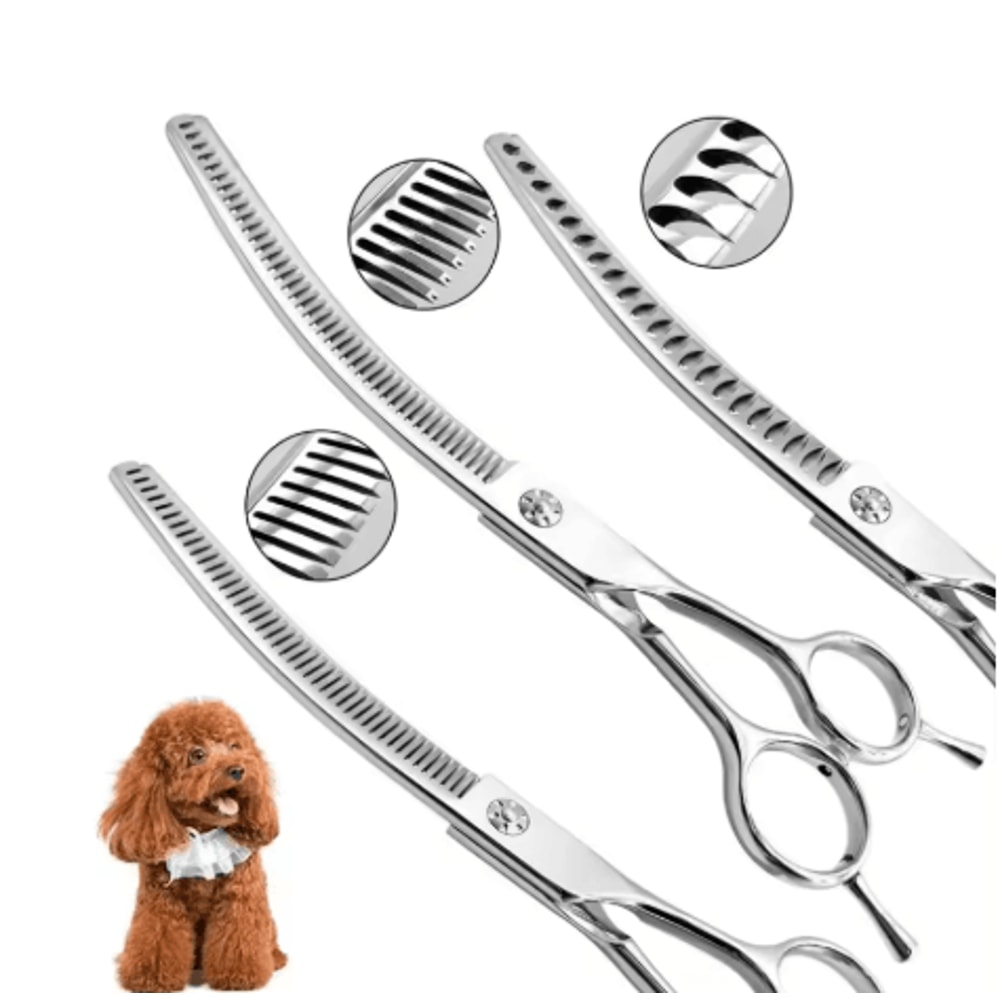 7Inch Professional Curved Chunking Grooming Scissors For Dogs Cats 0