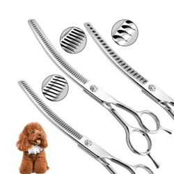 7-inch professional curved chunking grooming scissors for dogs & cats