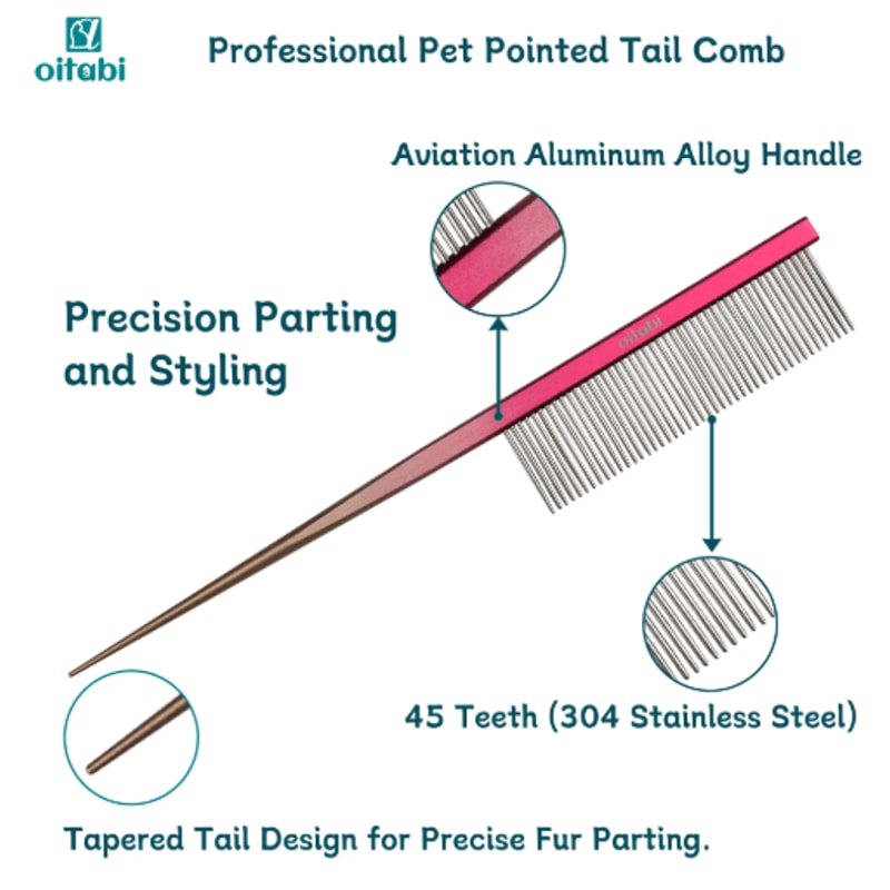 OITABI Professional Pointed Tail Pet Grooming Comb For Styling Fluffing 10