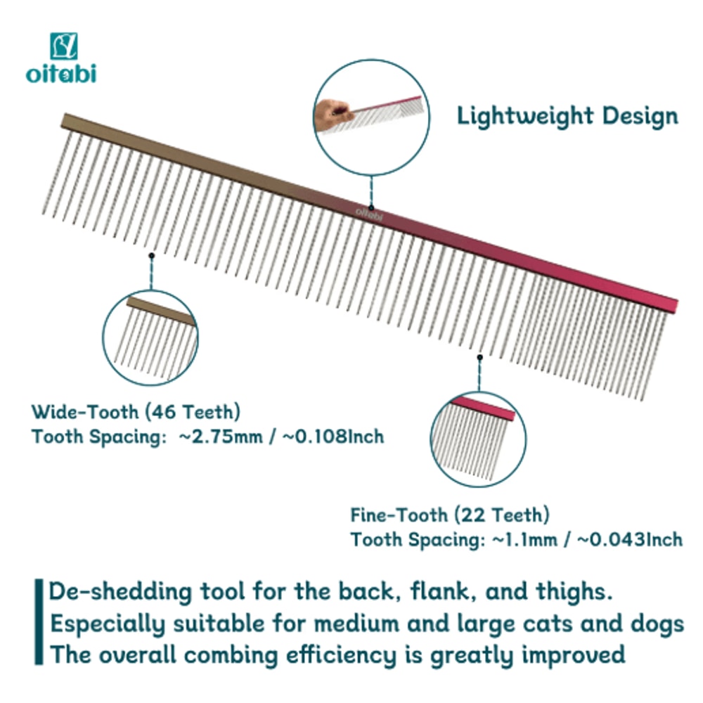 OITABI Professional Pointed Tail Pet Grooming Comb For Styling Fluffing 8