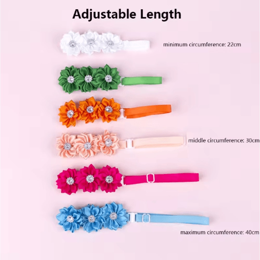 50100PCS Dog Bow Tie Flower Collar Set With Diamond Accessories For Dogs Cats 6