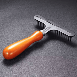 wooden deshedding undercoat rake for long & short hair dogs and cats