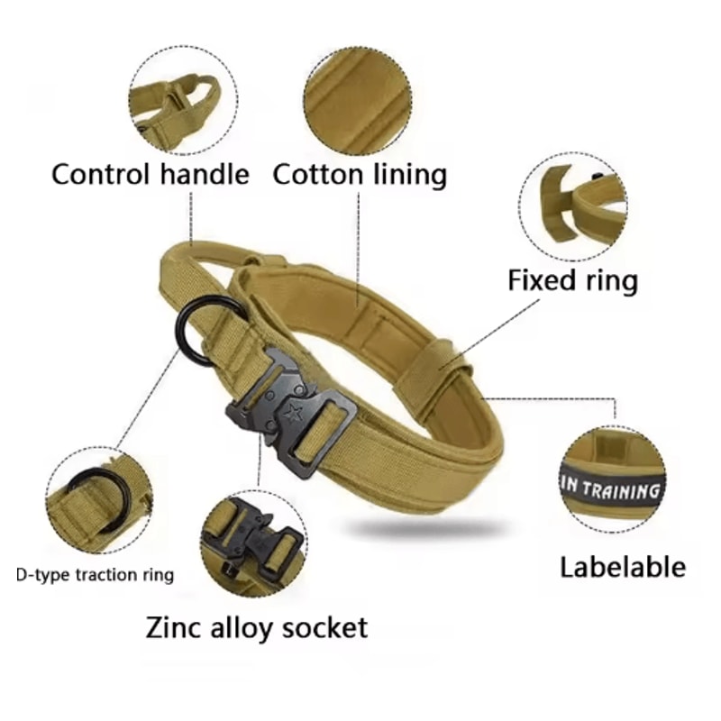 Adjustable Tactical Dog Collar Traction Rope For Medium Large Dogs 10