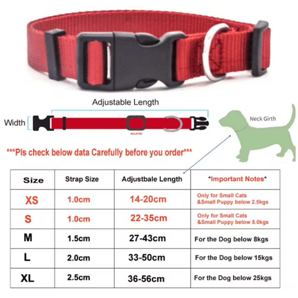 Adjustable Nylon Pet Collar For Puppies Kittens Dogs Cats 11