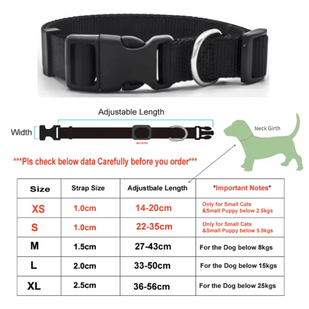 Adjustable Nylon Pet Collar For Puppies Kittens Dogs Cats 12