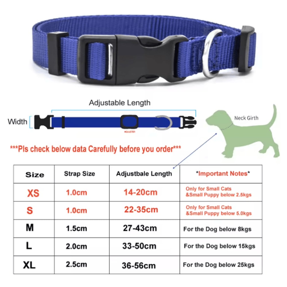 Adjustable Nylon Pet Collar For Puppies Kittens Dogs Cats 13