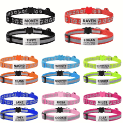 2pcs personalized reflective cat & puppy collar set with free engraved id tag