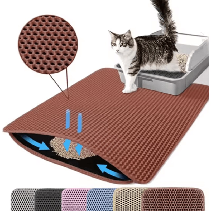 Waterproof Double Layer Cat Litter Mat NonSlip Washable Pet Litter Box Pad 6
