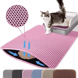 waterproof double layer cat litter mat – non-slip washable pet litter box pad