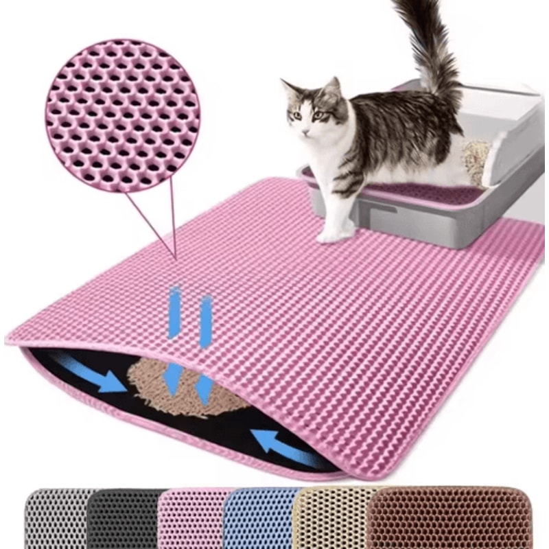 Waterproof Double Layer Cat Litter Mat NonSlip Washable Pet Litter Box Pad 0
