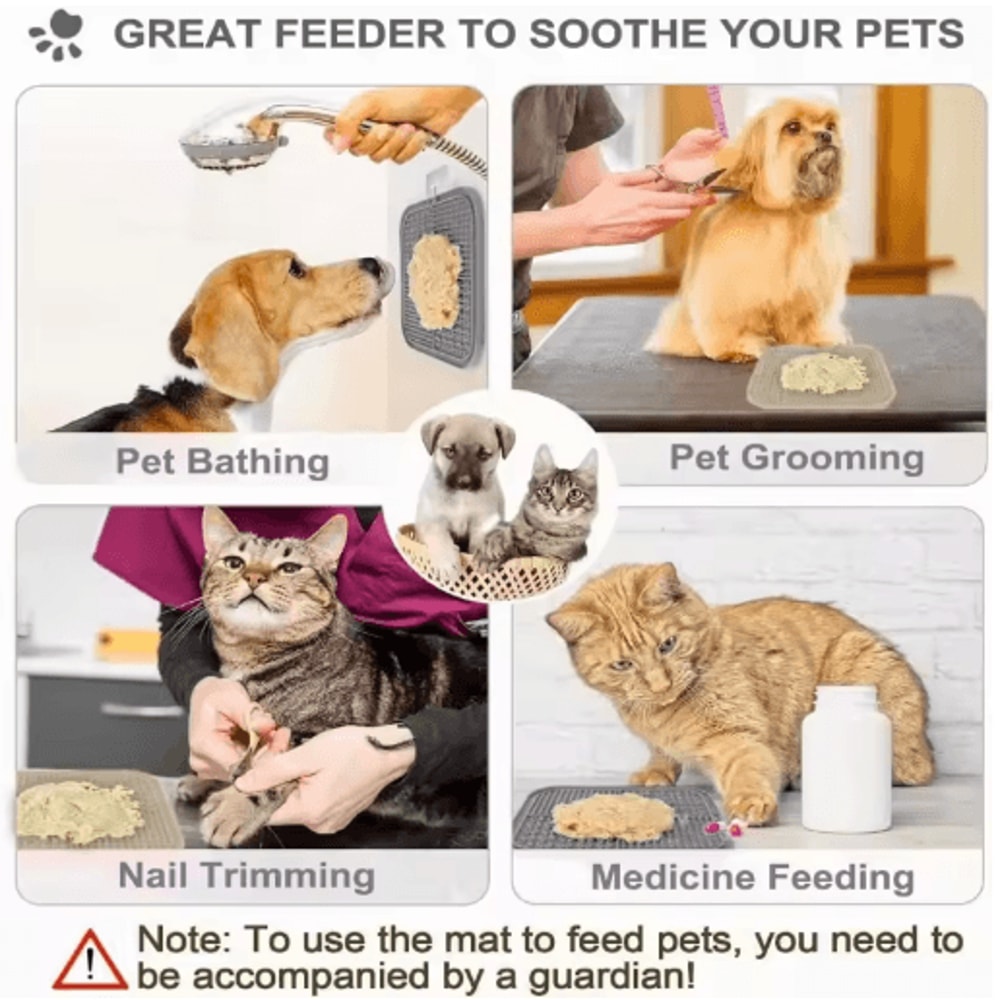 Silicone Dog Lick Mat AntiSlip Slow Feeder Bath Distraction Training Mat 8