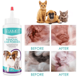pet ear powder for dogs & cats – gentle ear hair removal & ear care powder