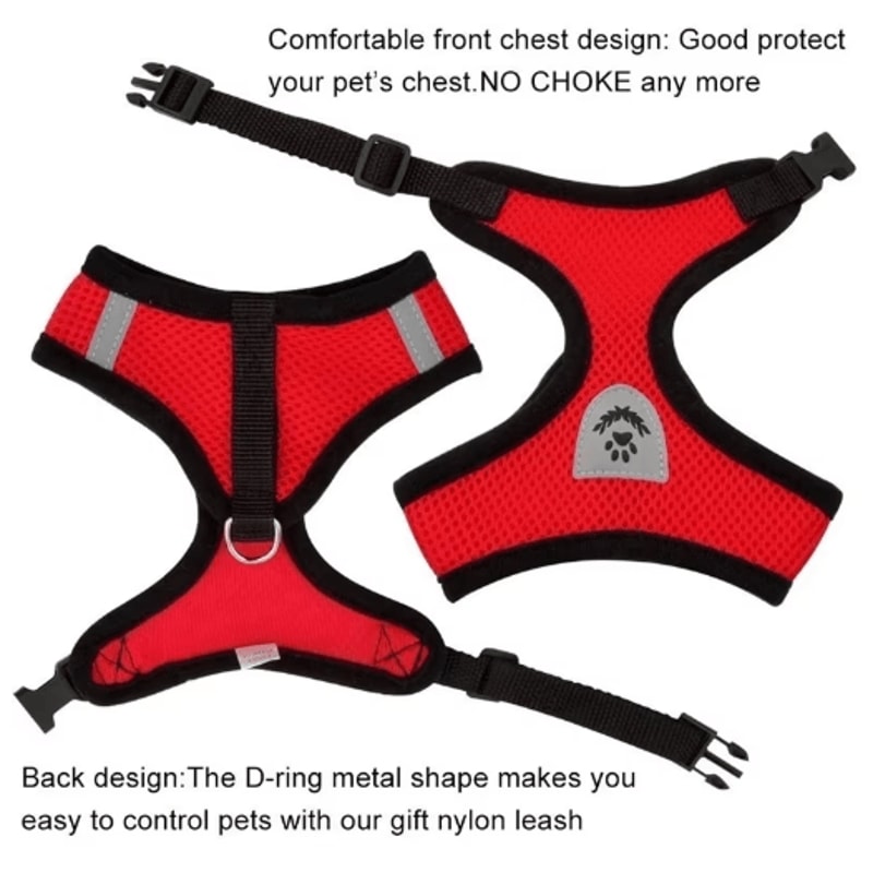 Soft Breathable Mesh Pet Harness Leash Set For Dogs Puppies Cats 12