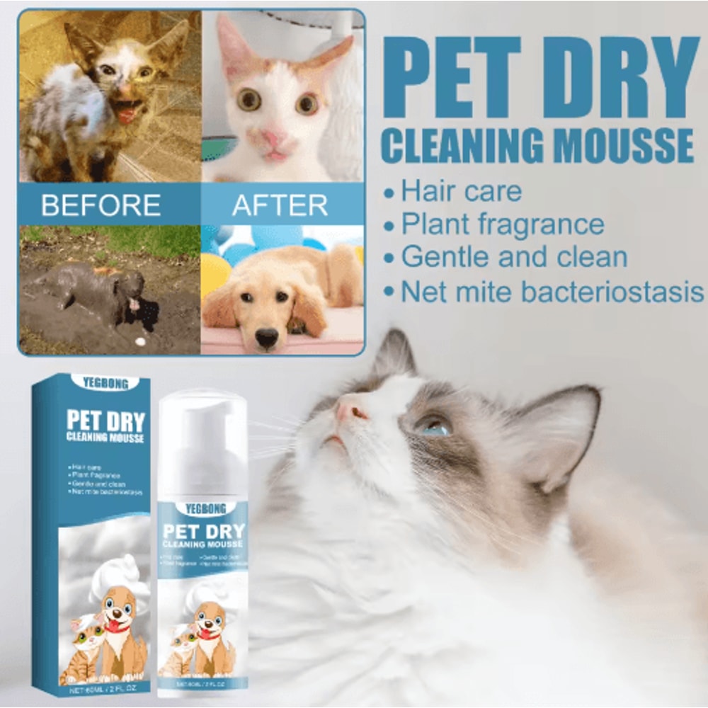YEGBONG NoRinse Pet Dry Shampoo Gentle Odor Neutralizing Foam For Dogs Cats 7
