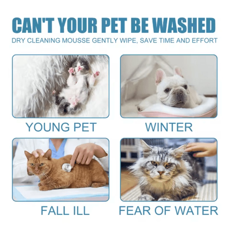 YEGBONG NoRinse Pet Dry Shampoo Gentle Odor Neutralizing Foam For Dogs Cats 8