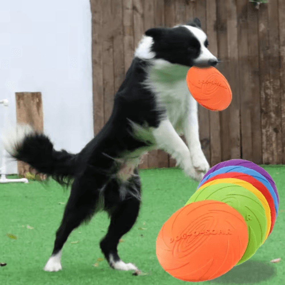 Interactive Silicone Flying Disc Toy For Dogs Cats Chew Resistant Training Flying Saucer 0