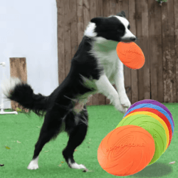 interactive silicone flying disc toy for dogs & cats – chew resistant training flying saucer