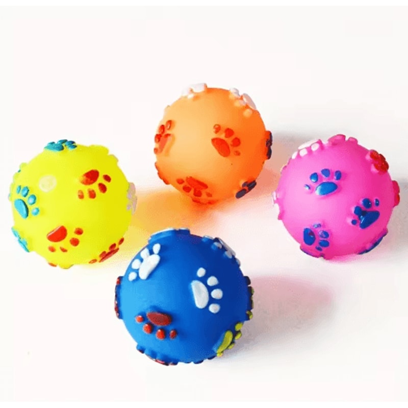 Footprint Sound Rubber Dog Ball Interactive Puppy Chew Play Toy 2