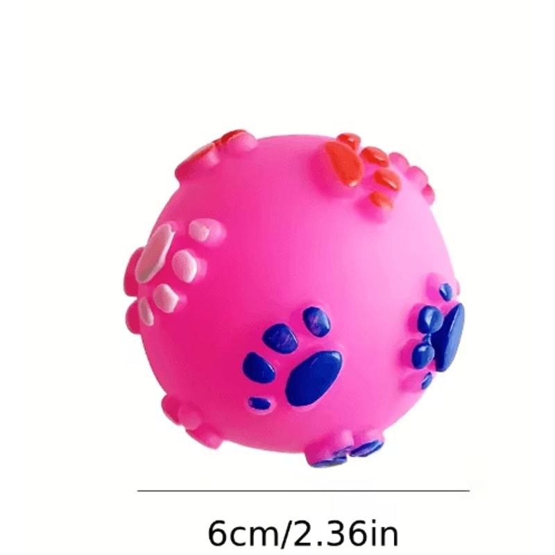 Footprint Sound Rubber Dog Ball Interactive Puppy Chew Play Toy 3