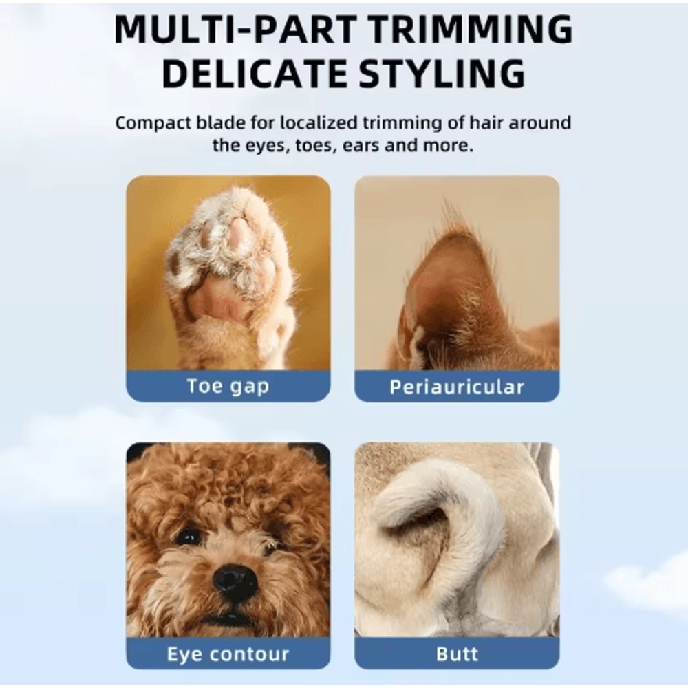 TypeC Dog Paw Trimmer With LED Light Waterproof Pet Grooming Clipper With Wide Blade 8