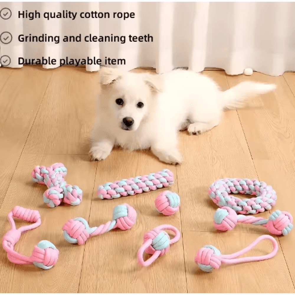Cotton Rope Ball Dog Toy Bite Resistant Chew Teeth Grinding Interactive Toy 5