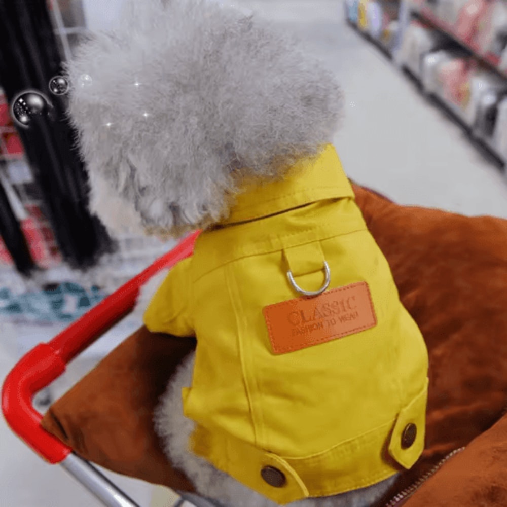 Denim Dog Jacket Harness Outfit With D Ring Leash Hook For Small Medium Dogs 1