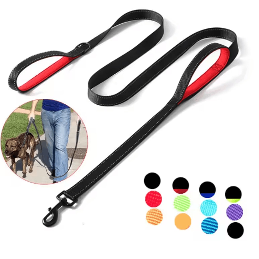 Heavy Duty Double Handle Dog Leash For Training Walking 0