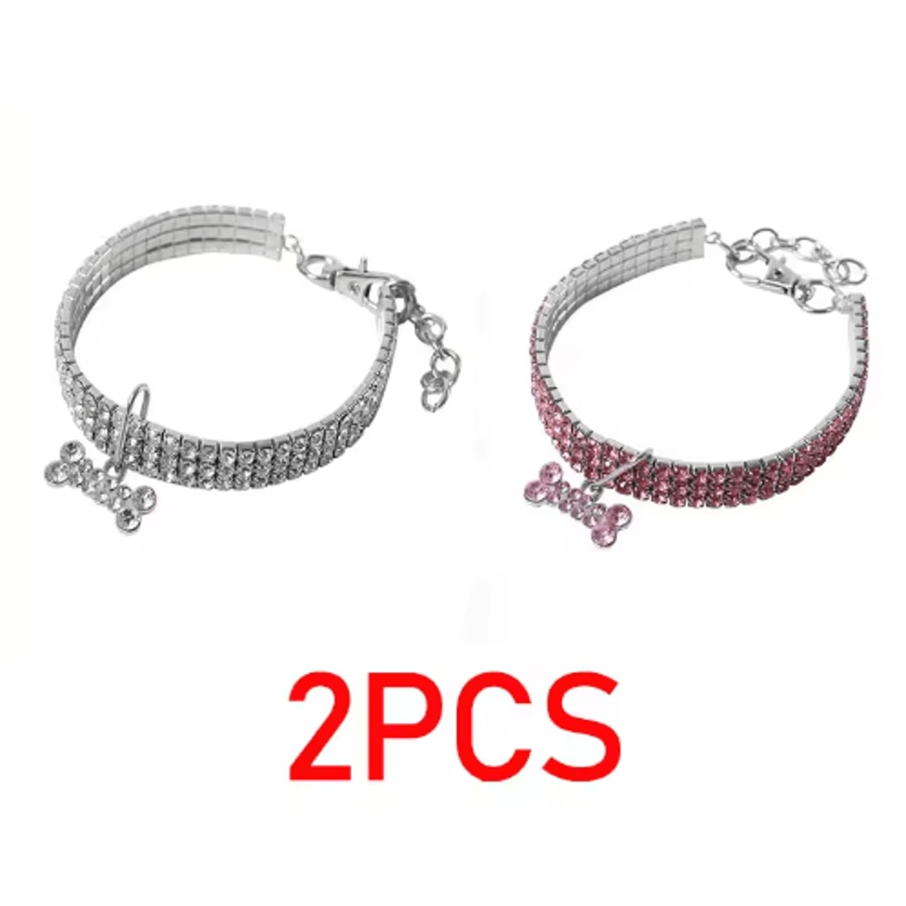 Adjustable Rhinestone Dog Collar Crystal Jewelry Collar For Puppies Small Dogs 1