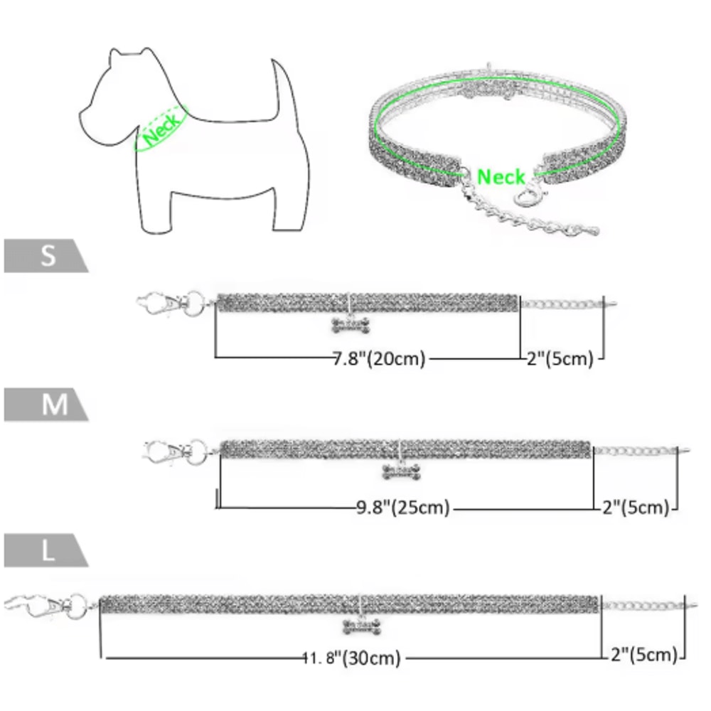 Adjustable Rhinestone Dog Collar Crystal Jewelry Collar For Puppies Small Dogs 10