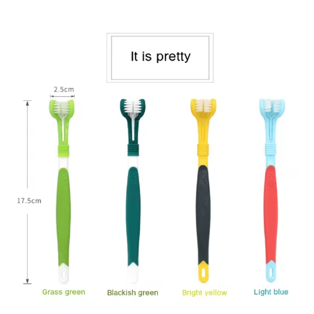 3Sided Pet Toothbrush For Dogs Cats Deep Cleaning Dental Care Brush 7