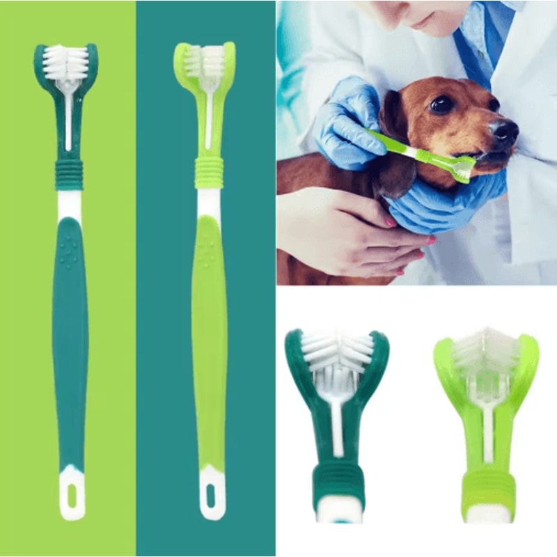 3Sided Pet Toothbrush For Dogs Cats Deep Cleaning Dental Care Brush 0