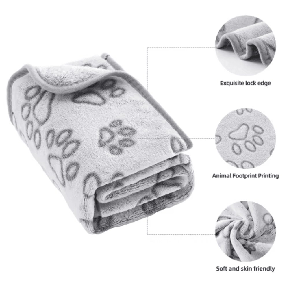 Cozy Plush Paw Print Pet Blanket Soft Flannel Bed Mat For Cats Dogs 5
