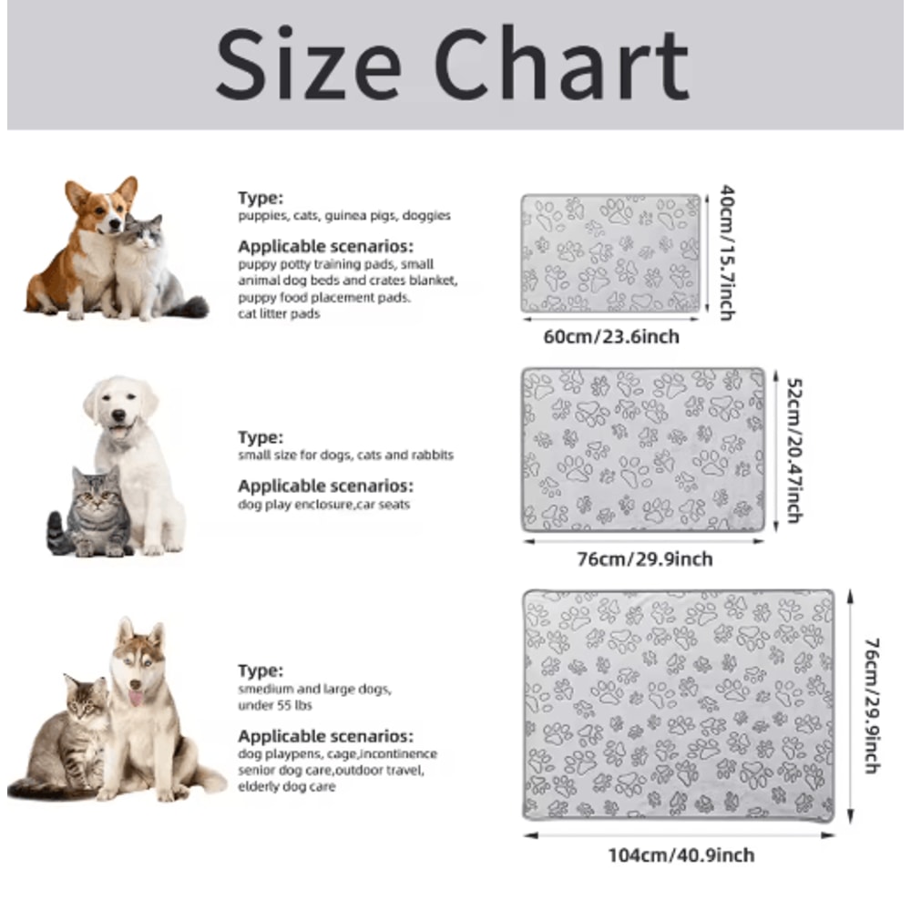 Cozy Plush Paw Print Pet Blanket Soft Flannel Bed Mat For Cats Dogs 6