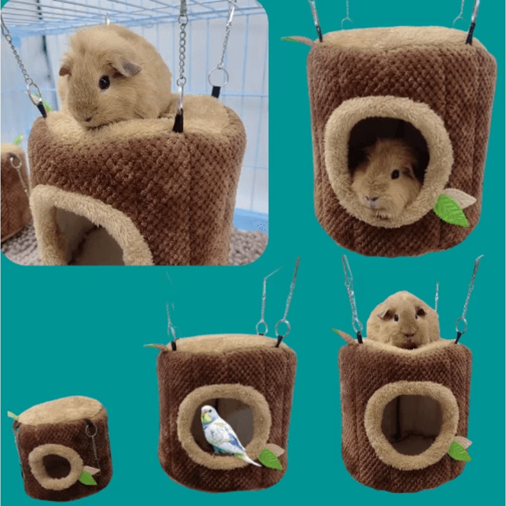Tree Stump Hamster Hammock House Cozy Hanging Bed For Small Pets 5